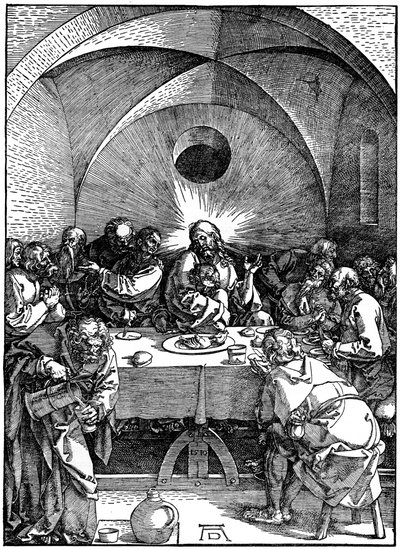 The Last Supper from the Great Passion -sarja, c1510, 1936 tekijältä Albrecht Dürer