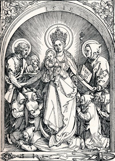 Madonna karthusialaisten veljien, Pyhän Johannes Kastajan ja Pyhän Brunon kanssa, 1515 1906. tekijältä Albrecht Dürer