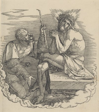 Sotilaan pilkaama surujen mies, suuren intohimon eturintamassa,.n.d., n.d.. tekijältä Albrecht Dürer