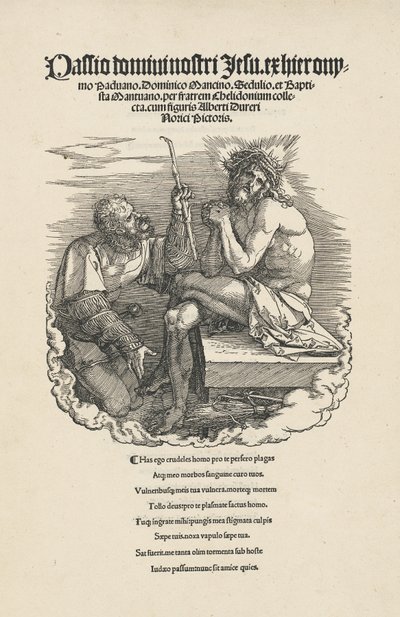 Sotilaan pilkkama surujen mies, luultavasti 1511. tekijältä Albrecht Dürer
