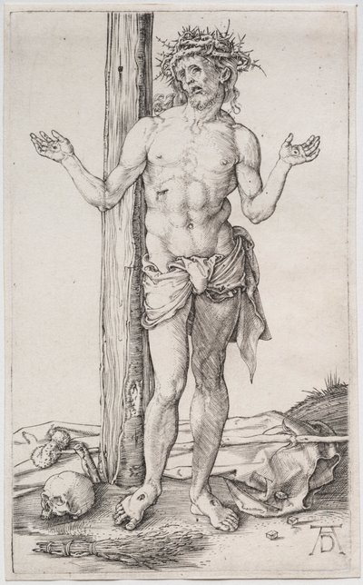 Surujen mies seisomassa, kädet ylhäällä, c. 1500. tekijältä Albrecht Dürer