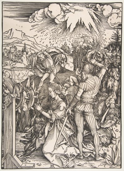 Pyhän Katariinan marttyyrikuolema.n.d. tekijältä Albrecht Dürer