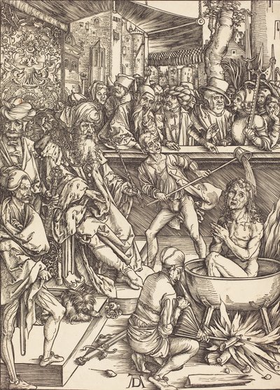 Pyhän Johanneksen marttyyrikuolema, luultavasti n. 14961498. tekijältä Albrecht Dürer