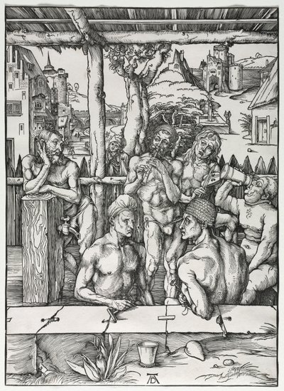 Miesten kylpylä, n. 1496-1497. tekijältä Albrecht Dürer