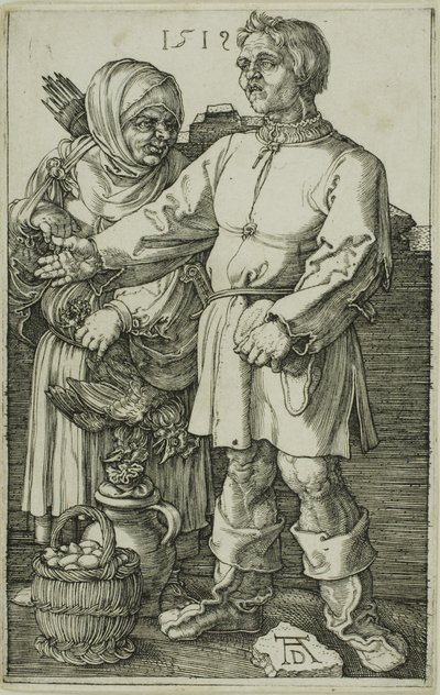 Talonpoika ja hänen vaimonsa torilla tekijältä Albrecht Dürer