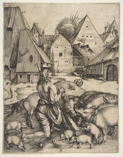 Tuhlaajapoika, n. 1496. tekijältä Albrecht Dürer