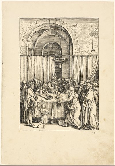Joakimin uhrilahjan hylkääminen, Neitsyt Marian elämästä. tekijältä Albrecht Dürer