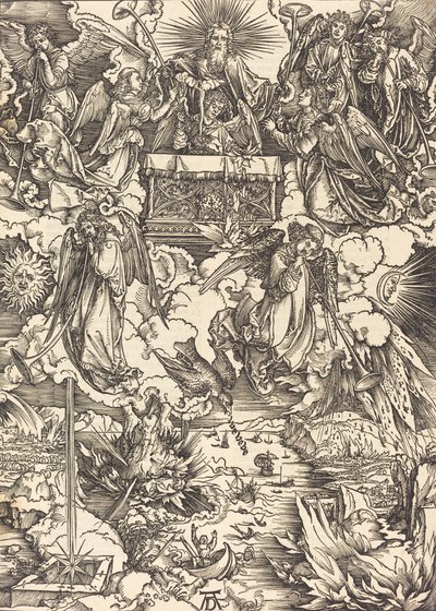 Seitsemän enkeliä trumpettien kanssa, luultavasti n. 14961498. tekijältä Albrecht Dürer