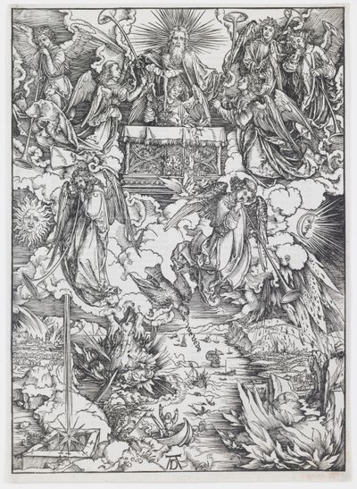 Seitsemän trumpettia, "The Apocalypse" tekijältä Albrecht Dürer