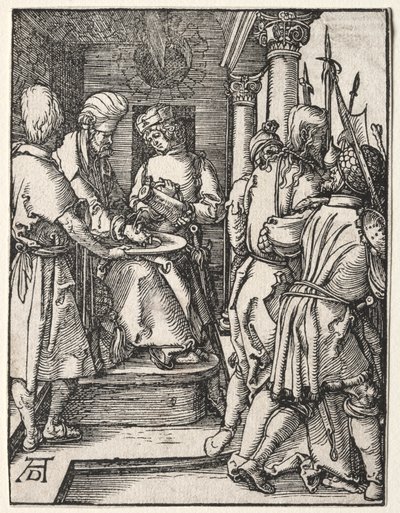 Pieni intohimo: Pilatus pesee kätensä, 1509-1511. tekijältä Albrecht Dürer