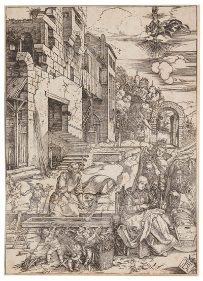 Pyhän perheen oleskelu Egyptissä, Neitsyen elämästä, n. 1504. tekijältä Albrecht Dürer