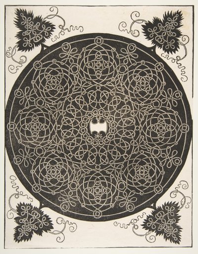 Kolmas solmu. Lomitettu pyöreä kahdeksalla seppeleellä ja kampakilvellä vuonna i..., 1521 ennen. tekijältä Albrecht Dürer