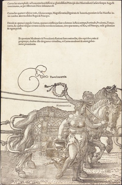 Maximilian I:n voittovaunut (suuri riemuauto) [kilpi 3/8] tekijältä Albrecht Dürer