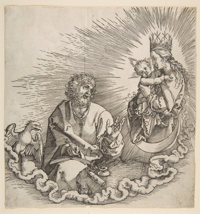 Neitsyt ilmestyy Pyhälle Johannekselle, Ilmestyskirja, 1511. tekijältä Albrecht Dürer