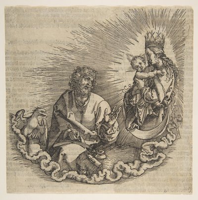 Neitsyt ilmestyy Pyhälle Johannekselle, Ilmestyskirja, 1511. tekijältä Albrecht Dürer