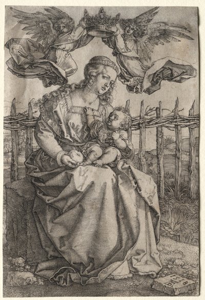 Kahden enkelin kruunaama neitsyt, 1518. tekijältä Albrecht Dürer