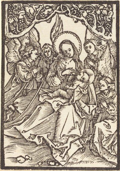Neitsyt imettävät Kristus-lapsia neljän enkelin kanssa tekijältä Albrecht Dürer