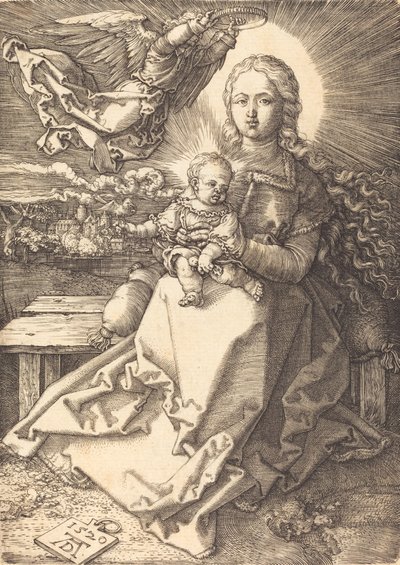 Neitsyt ja lapsi, jonka yksi enkeli kruunasi, 1520. tekijältä Albrecht Dürer