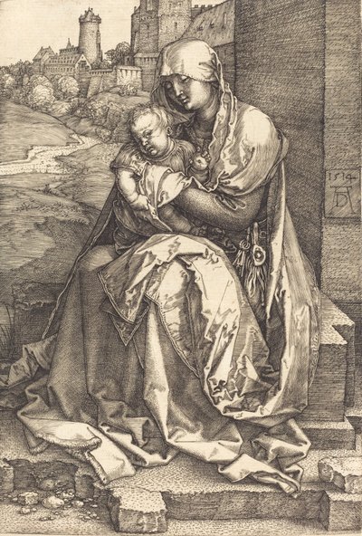 Neitsyt ja lapsi muurin vieressä, 1514. tekijältä Albrecht Dürer