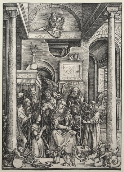 Neitsyt ja lapsi pyhien ja enkelien ympäröimänä tekijältä Albrecht Dürer
