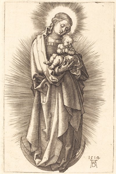 Neitsyt ja lapsi puolikuussa, jossa on diadeemi tekijältä Albrecht Dürer