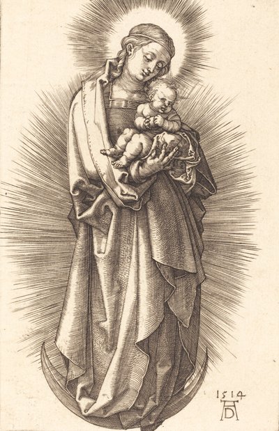 Neitsyt ja lapsi puolikuussa diadeemilla, 1514. tekijältä Albrecht Dürer