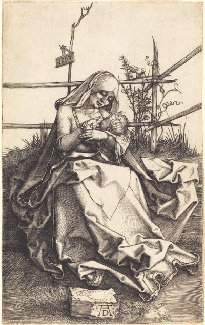Neitsyt ja lapsi ruohopenkillä tekijältä Albrecht Dürer