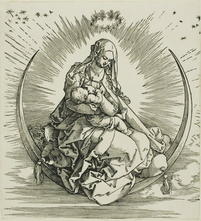 Neitsyt puolikuussa, teoksesta The Life of the Virgin tekijältä Albrecht Dürer