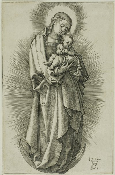 Neitsyt puolikuussa diadeemin kanssa tekijältä Albrecht Dürer