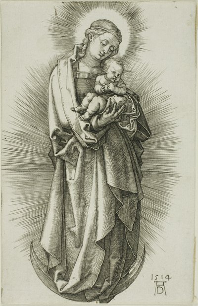 Neitsyt puolikuussa diadeemin kanssa tekijältä Albrecht Dürer