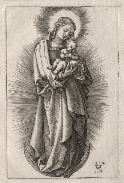 Neitsyt hiusnauhalla puolikuun kuussa, 1508. tekijältä Albrecht Dürer