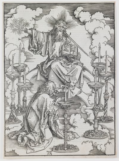 Seitsemän kynttilänjalan visio sarjasta "The Apocalypse" tekijältä Albrecht Dürer