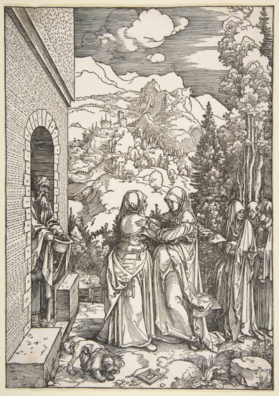 Marian ja Elisabetin kohtaaminen, sarjasta "Neitsyt Marian elämä" tekijältä Albrecht Dürer