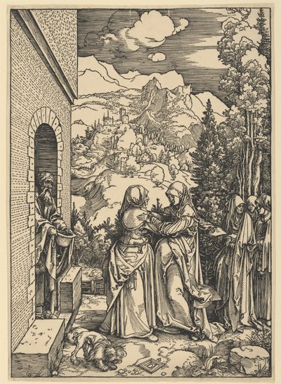 Marian ja Elisabetin kohtaaminen, sarjasta "Neitsyt Marian elämä" tekijältä Albrecht Dürer