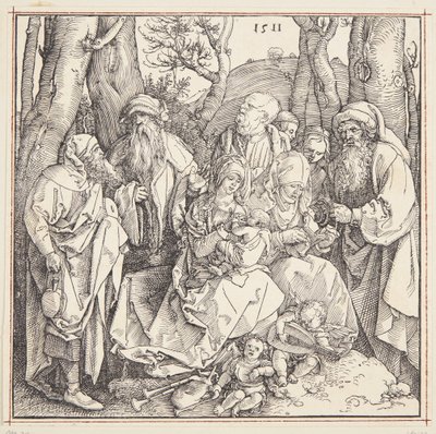 Pyhä sukulaisuus enkelien kanssa tekijältä Albrecht Dürer