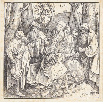 Pyhä sukulaisuus enkelien kanssa tekijältä Albrecht Dürer