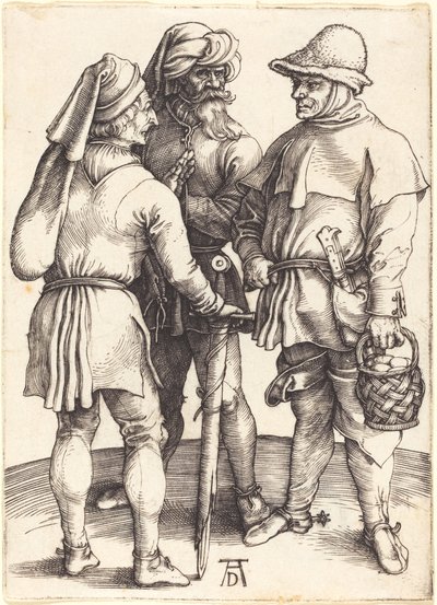 Kolme talonpoikaa keskustelussa tekijältä Albrecht Dürer