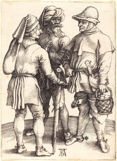 Kolme talonpoikaa keskustelussa tekijältä Albrecht Dürer