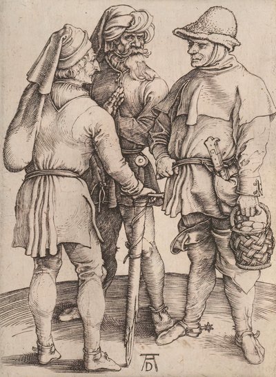 Kolme talonpoikaa keskustelussa, 1497-1498. tekijältä Albrecht Dürer
