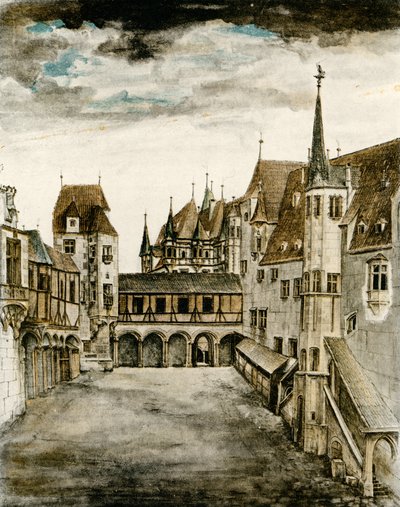 Näkymä linnan sisäpihalle tekijältä Albrecht Dürer