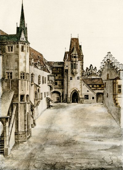 Näkymä linnan sisäpihalle tekijältä Albrecht Dürer