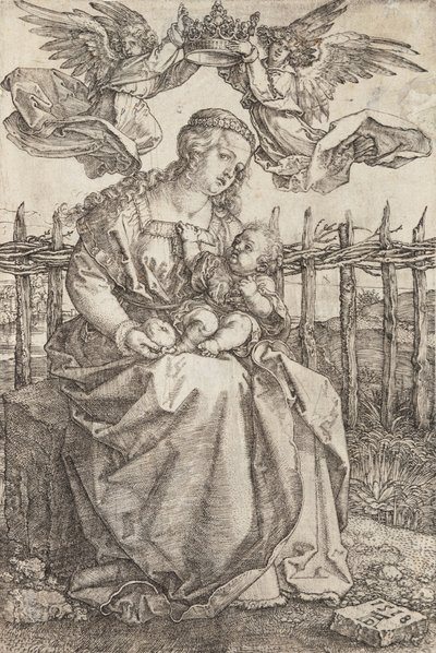 Neitsyt Marian kruunasi kaksi enkeliä, 1518 tekijältä Albrecht Dürer