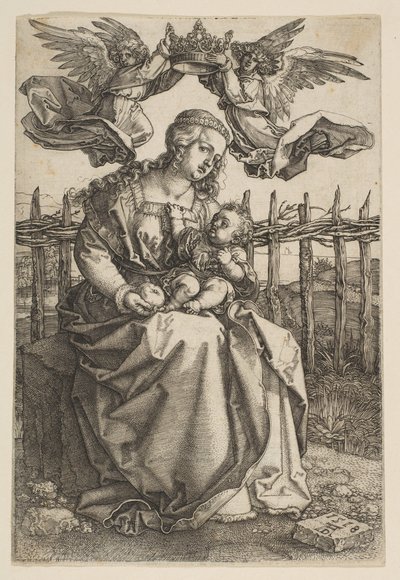 Kahden enkelin kruunaama neitsyt ja lapsi, 1518. tekijältä Albrecht Dürer