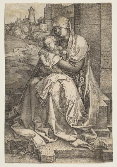 Neitsyt ja lapsi istuvat seinällä, 1514. tekijältä Albrecht Dürer