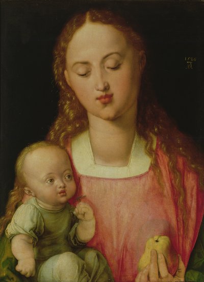Neitsyt ja lapsi, tunnetaan myös nimellä Neitsyt ja päärynä, 1526 tekijältä Albrecht Dürer