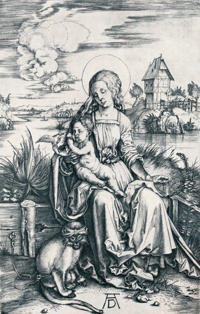 Neitsyt ja lapsi apinan kanssa, 1506 1906 tekijältä Albrecht Dürer
