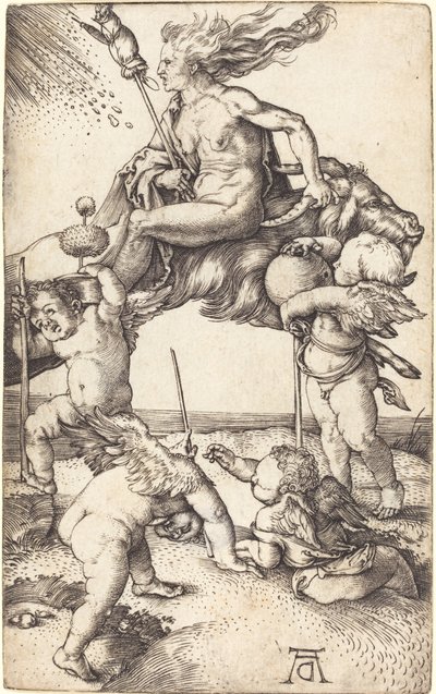 Noita ratsastaa vuohen selässä tekijältä Albrecht Dürer