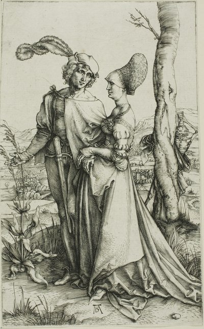 Kuoleman uhkaama nuori pari (Promenade) tekijältä Albrecht Dürer