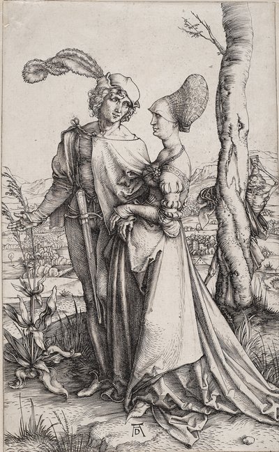 Kuoleman uhkaama nuori pari Promenade tekijältä Albrecht Dürer
