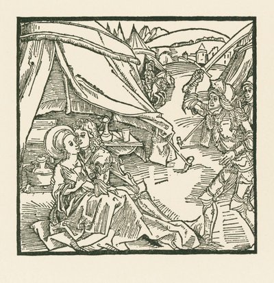 Israelilaisen armeijan ritari tappaa toisen ritarin, jonka hän löytää pakanallisen rakastajattaren kanssa. tekijältä Albrecht Dürer or Duerer